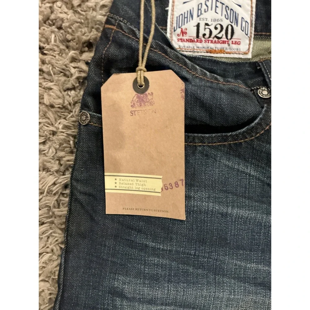 Stetson Mens No.‎ 1520 Standard Straight Leg Jeans Dark Wash Denim 36x34 NWT